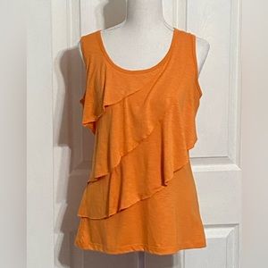 Croft and Barrow Three Tiered Front Ruffled Orange Tank Top Size Small